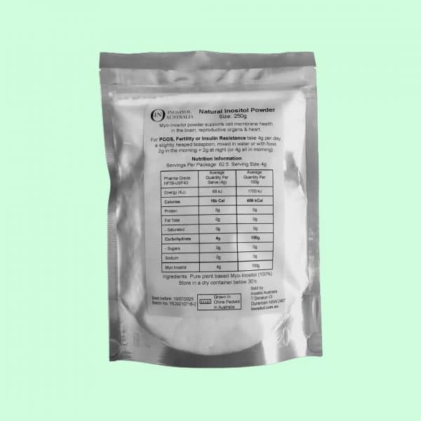 natural myo inositol powder for insulin resistance front label