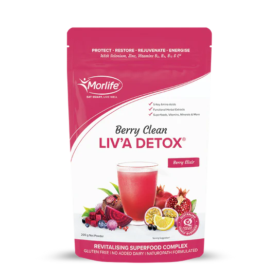 Morlife Liva Detox Berry Clean 200g Bag Front